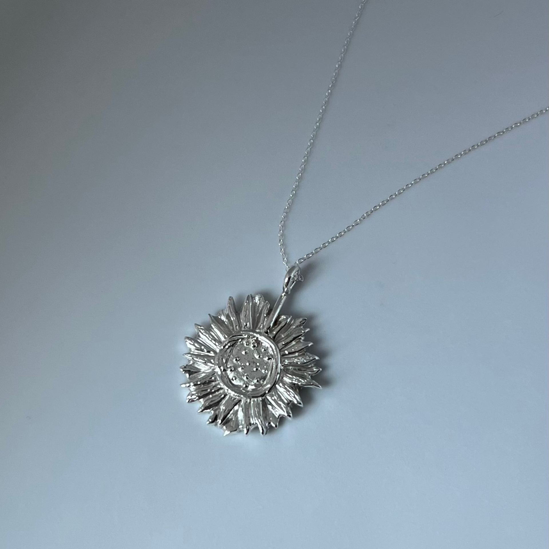 Journey Sunflower Pendant Wild Sunflower Silver Handmade Jewelry