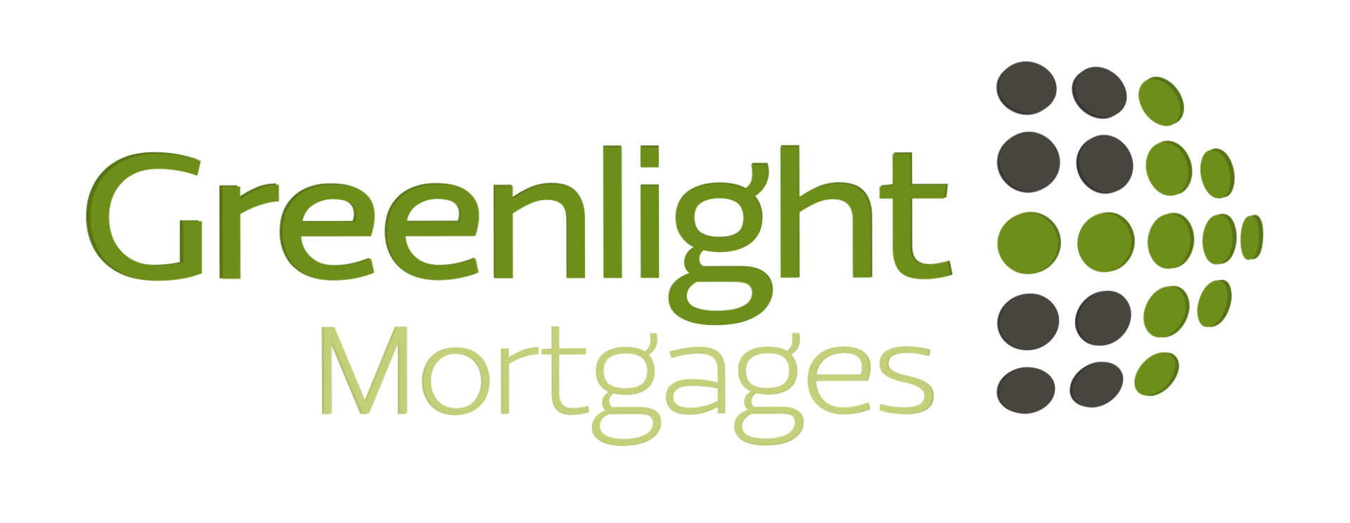 Greenlight Mortgages logo in green with dotted circular icon on white background
