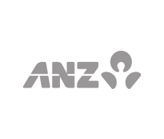 Gray ANZ bank logo on a white background
