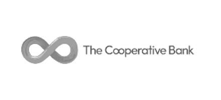 The Co-operative Bank logo with a grey infinity symbol on a white background