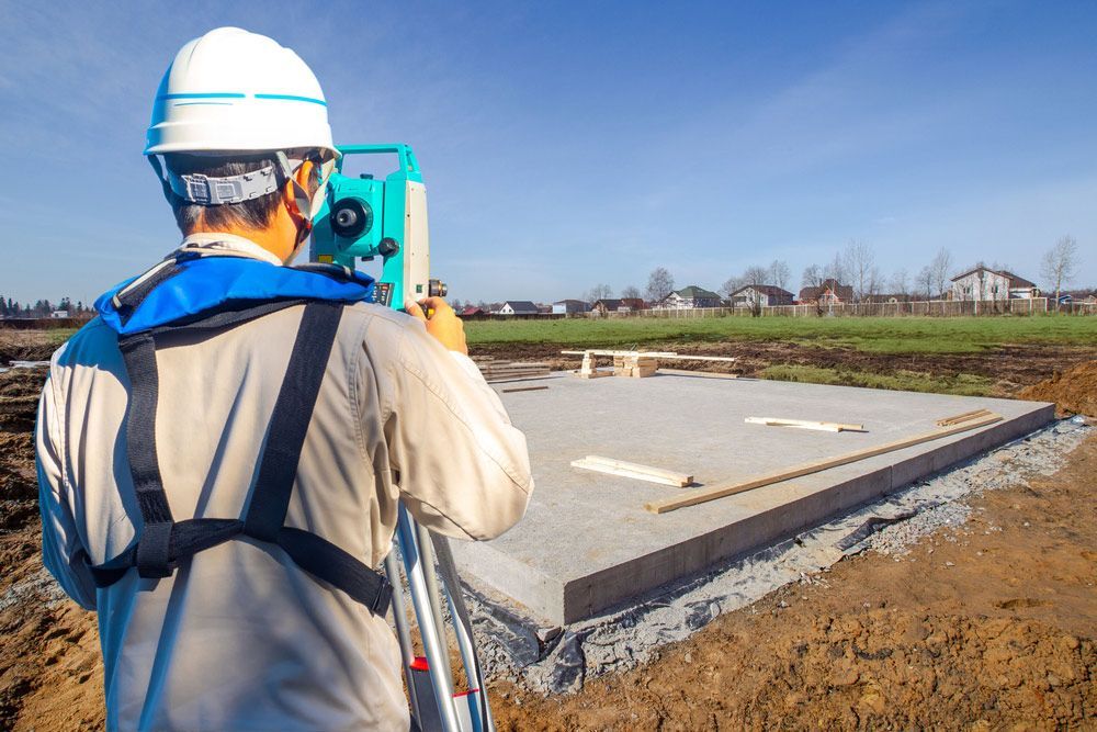 A Man Is Using a Theodolite on A Construction Site — Hager Surveying In Banora Point, NSW
