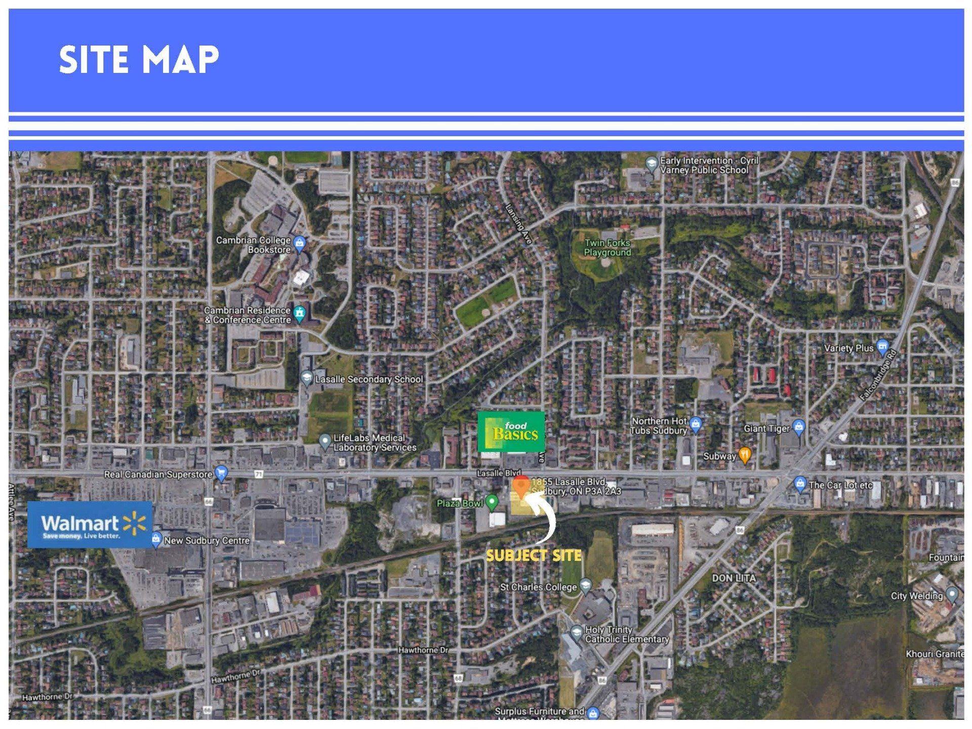 Aerial map showing a 