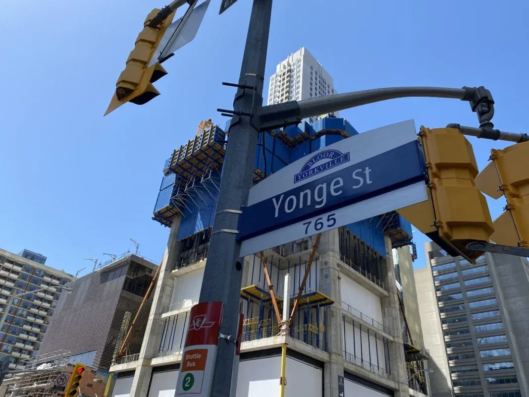 A blue street sign reading