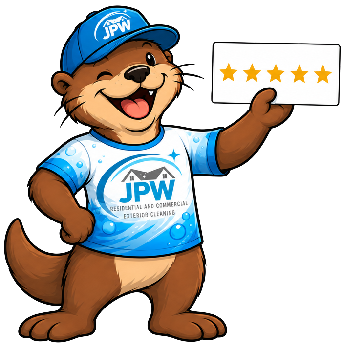 JPW mascot in blue shirt and cap giving a five-star rating
