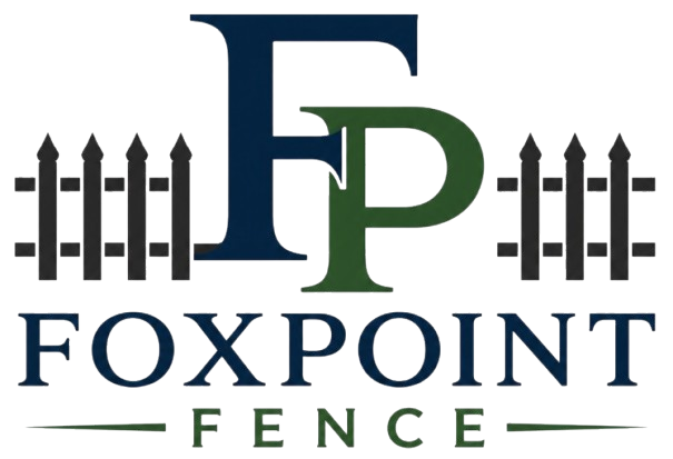 Foxpoint Fence Logo with FP Lettermark, Fence Graphic, and Company Name in Fox Point, WI