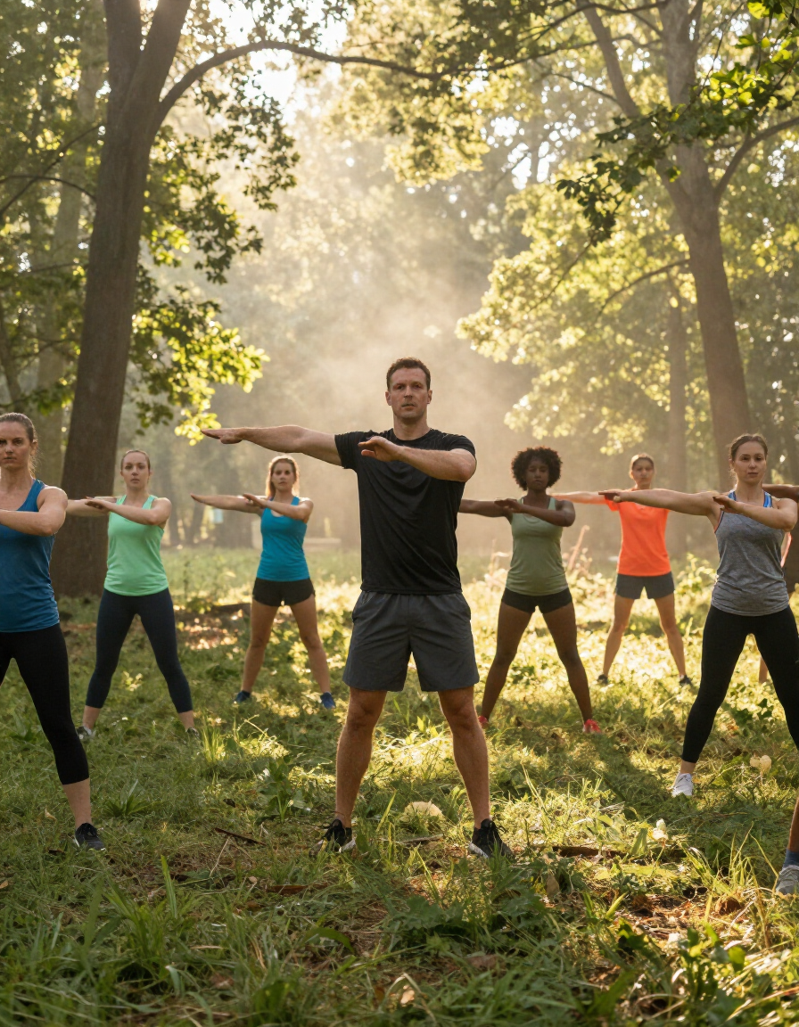 Tim leading an outdoor group workout