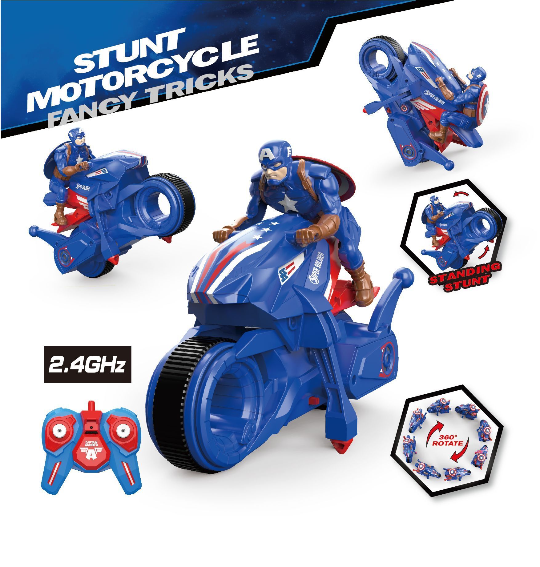 Stunt Motorcycle - Captain America - Battery Version