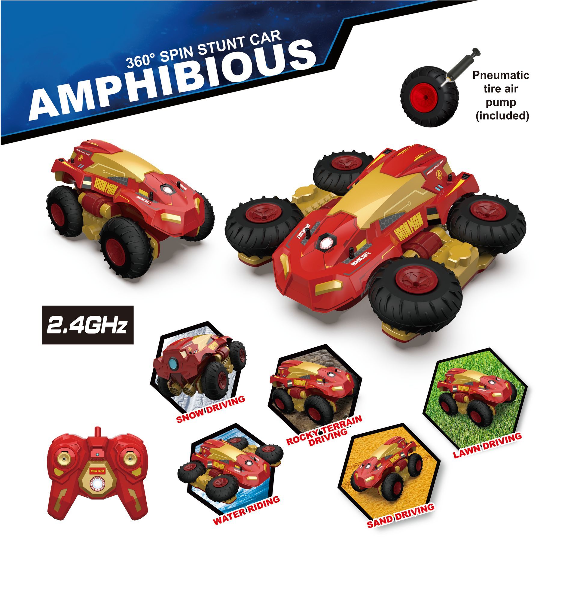 360 Spin Stunt Car Amphibious Ironman Ready to Run