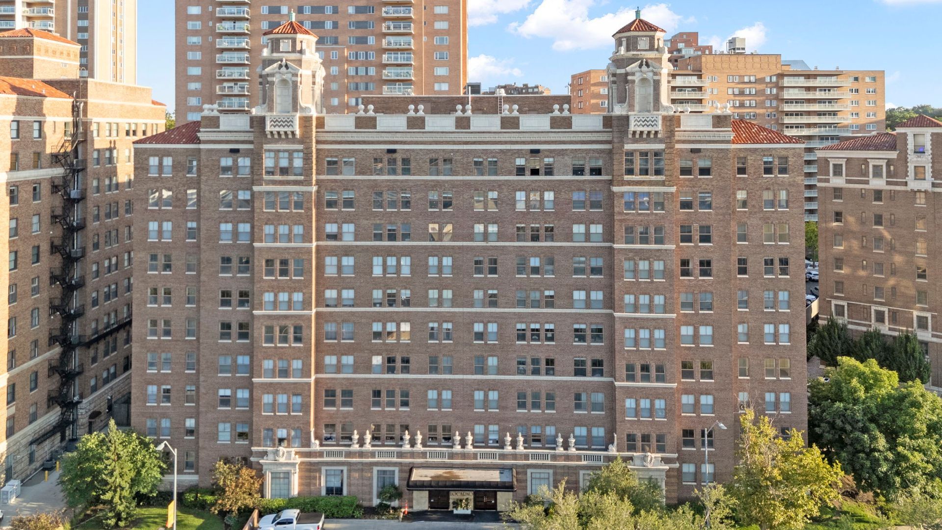 Exterior façade of The Majestic on the Plaza luxury apartments in Kansas City