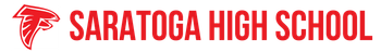 Saratoga High School logo with a red falcon and text.