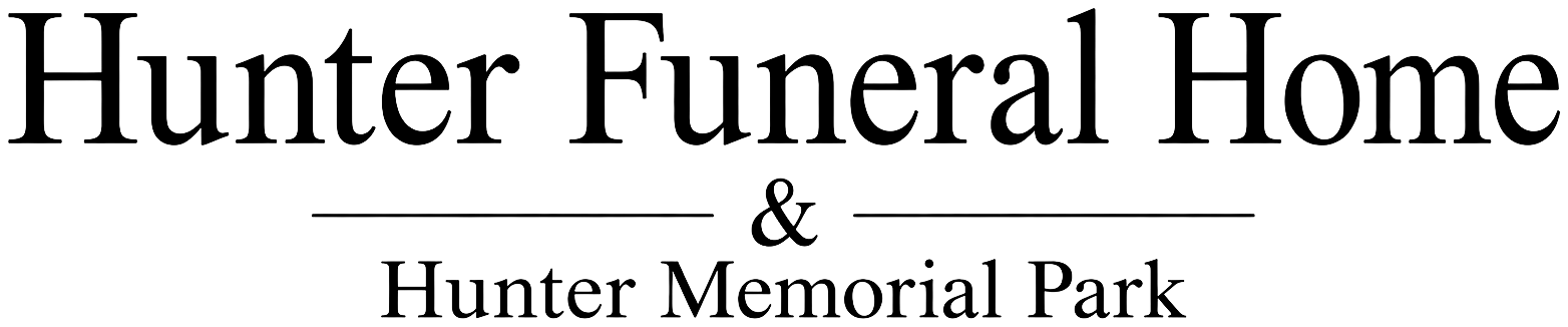 Hunter Funeral Home and Hunter Memorial Park logo in black text on white background