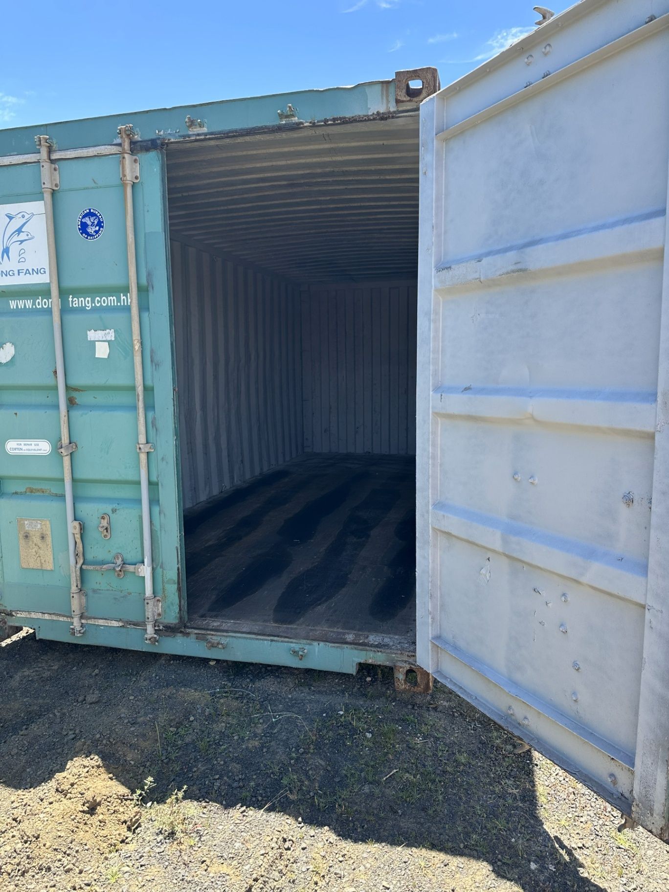 Open Shipping Container With White Door and Blue-green Exterior — Connect Trailers and Towing Pty Ltd In Prospect Vale, TAS