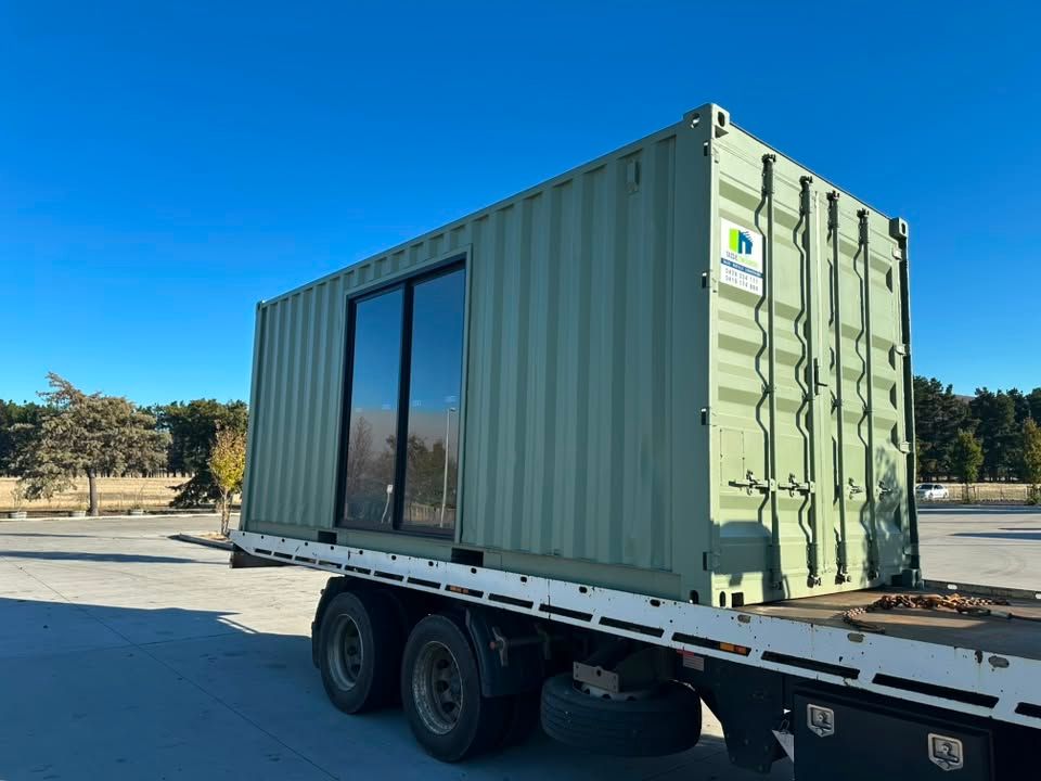 Green Shipping Container on a Flatbed Trailer — Connect Trailers and Towing Pty Ltd In Prospect Vale, TAS