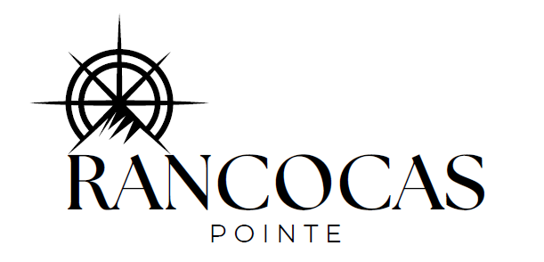 Rancocas Pointe logo with black compass-like icon and serif text on white background
