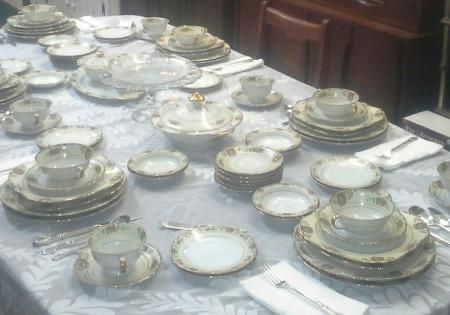 antique white and gold china