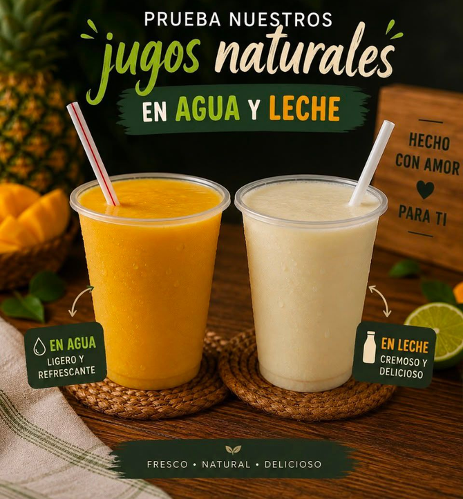 Variedad de bebidas, ensaladas y pollo asado sobre una mesa de comedor en un ambiente luminoso.
