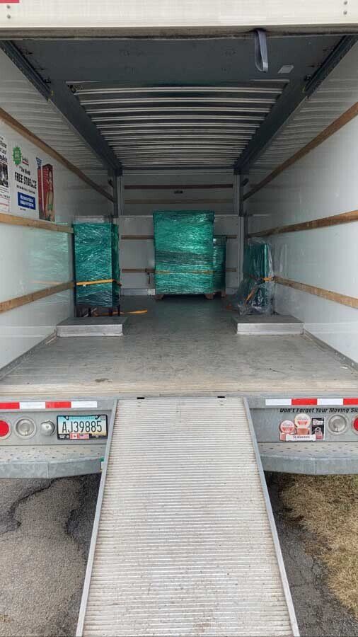 Tied furnitures on truck