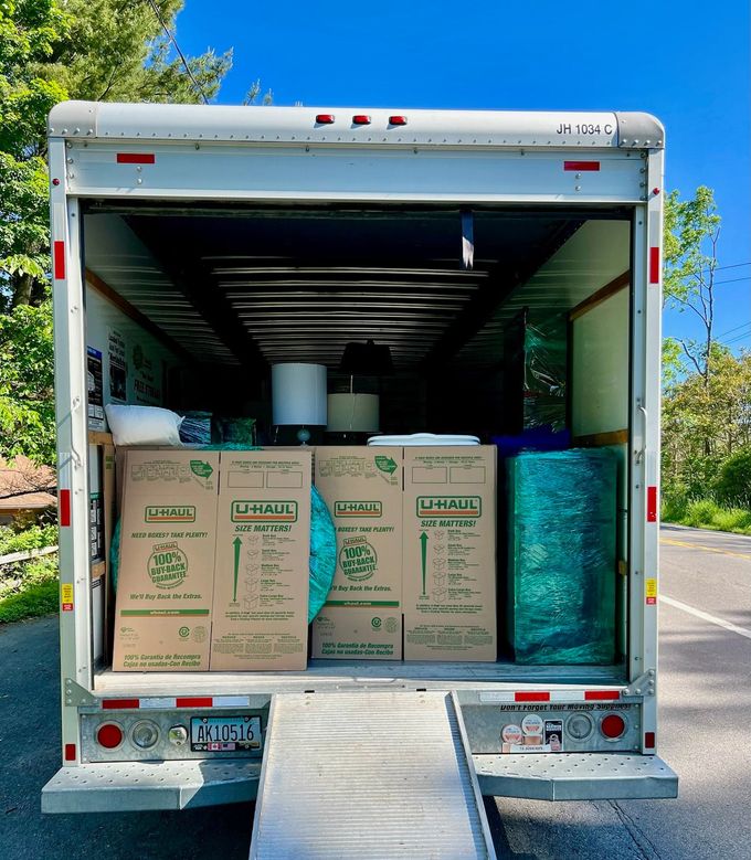 Packed items in truck