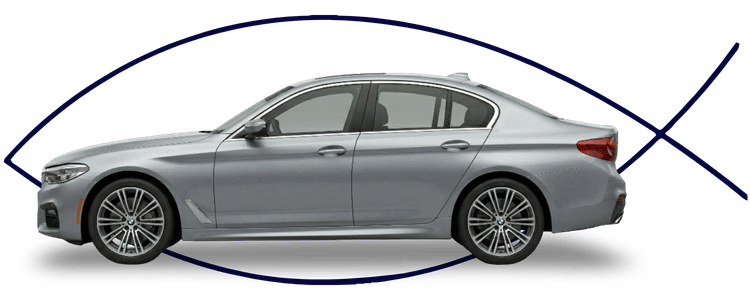 BMW sedan side profile on clean white background