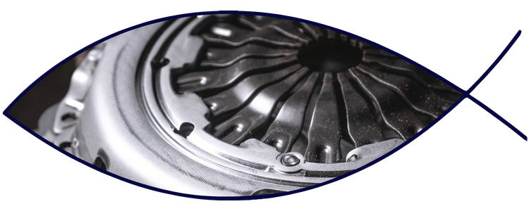 Clutch assembly and pressure plate close-up