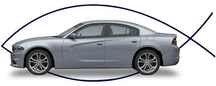 Dodge sedan side profile on clean white background