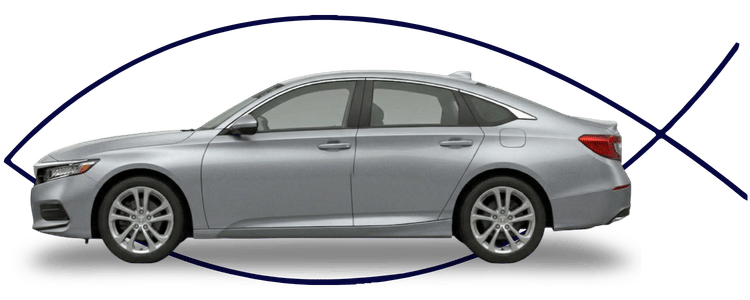 Honda sedan side profile on clean white background