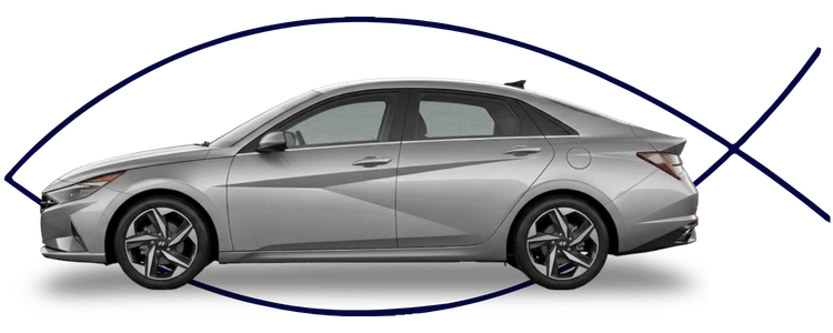 Hyundai sedan side profile on clean white background