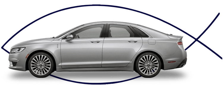 Lincoln sedan side profile on clean white background