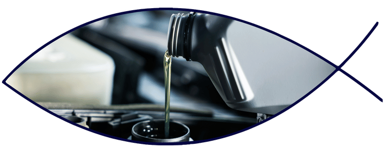 Motor oil being poured during oil change service