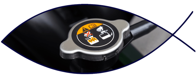 Radiator cap close-up for cooling system service