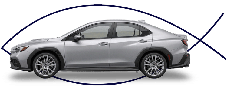 Subaru sedan side profile on clean white background