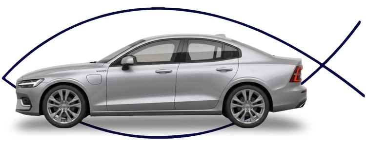 Volvo sedan side profile on clean white background