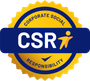 CSR badge: blue and yellow emblem,