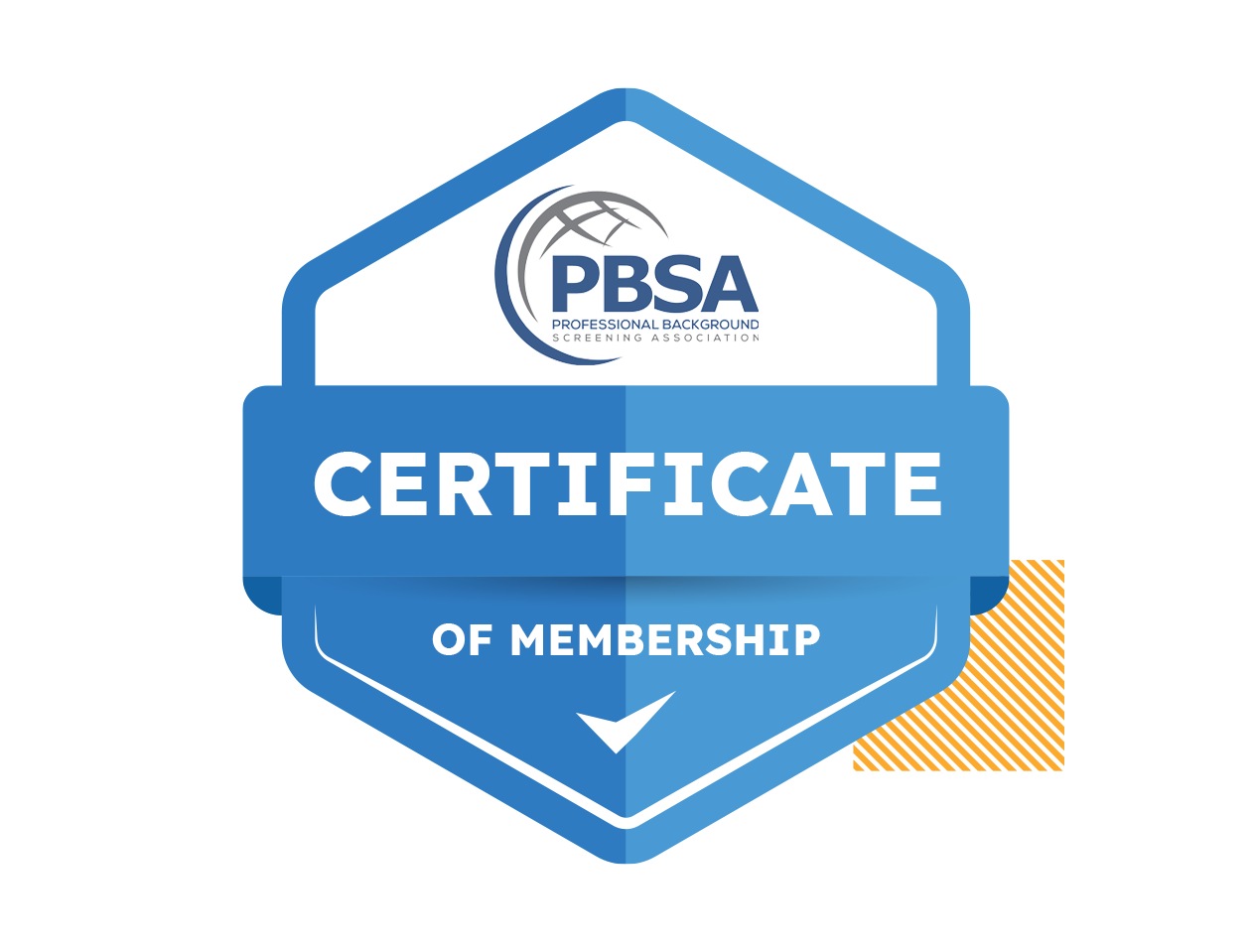 Blue PBAS Certificate of Membership badge with white text.