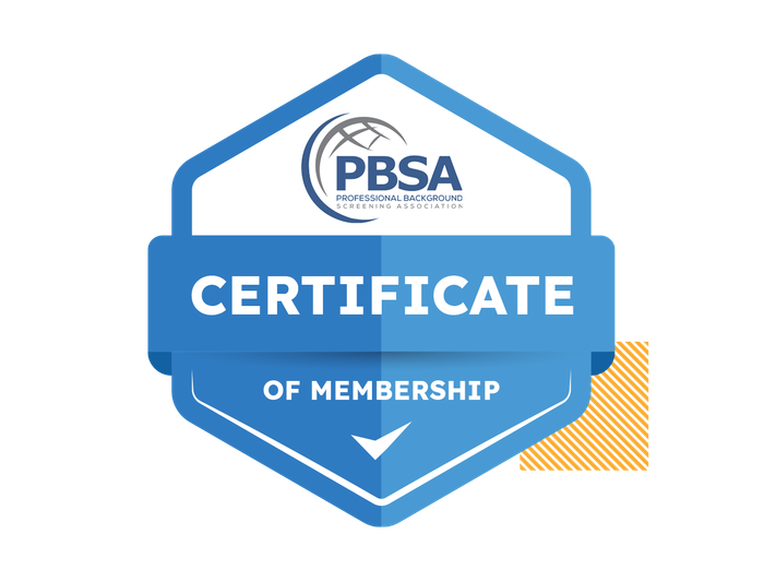 Blue and white PBSA Certificate of Membership badge.