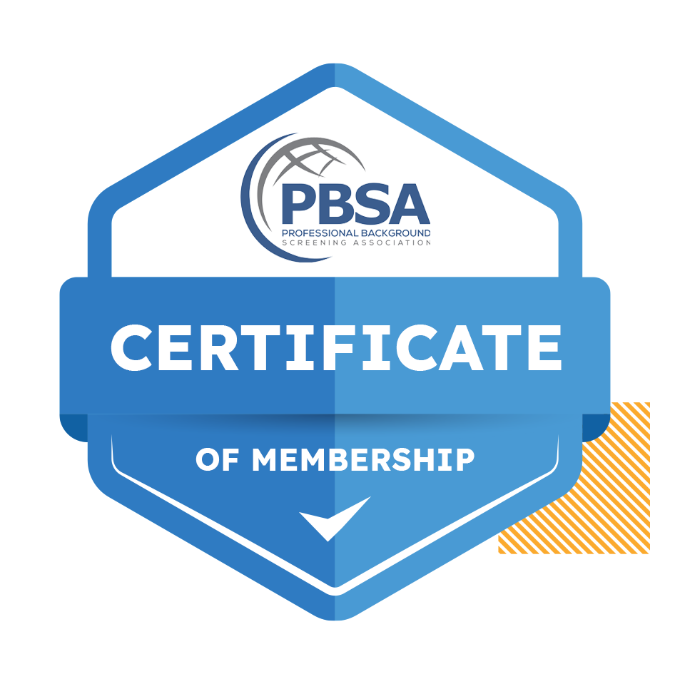 Certificate of membership badge, blue and white with PBSA logo, reads
