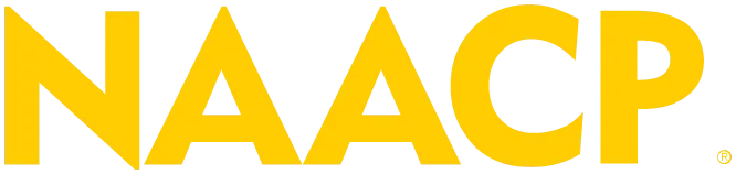 A yellow naacp logo on a white background.