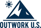 Logo: Blue mountain silhouette with a jagged peak; sunburst icon, and the text