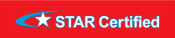 STAR Certified logo on a red background, with a white star and blue swoosh.