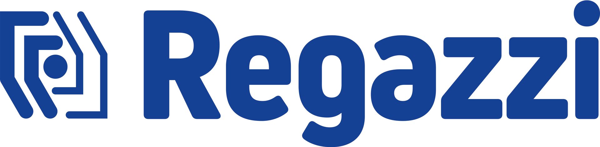 Un logo bleu pour regazzi sur fond blanc