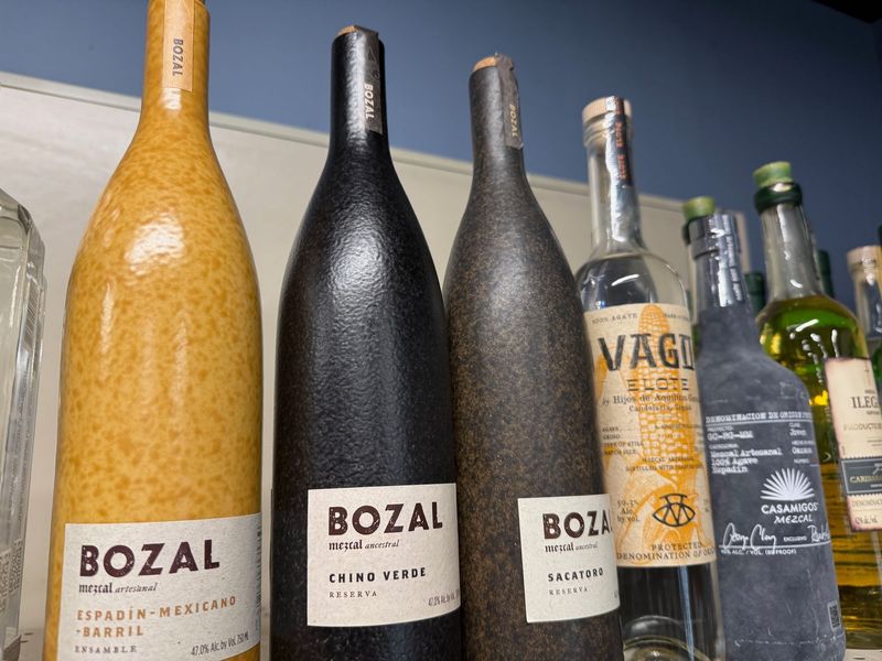 Bozal mezcal bottles on the shelf