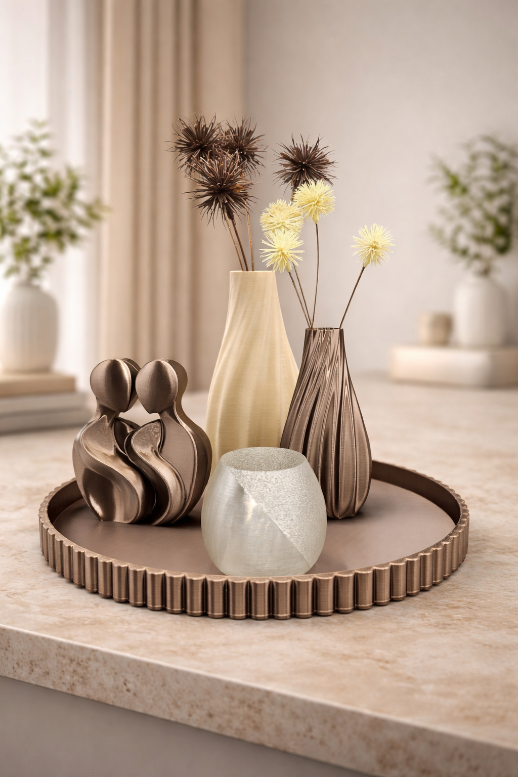 Complete Woondecoratie Set — Copper gold Saffier Harmony - tafeldecoratie - uniek - duurzaam - modern