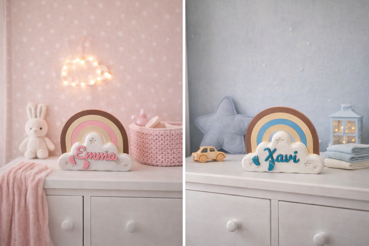 Een decoratieve witte wolk met de naam