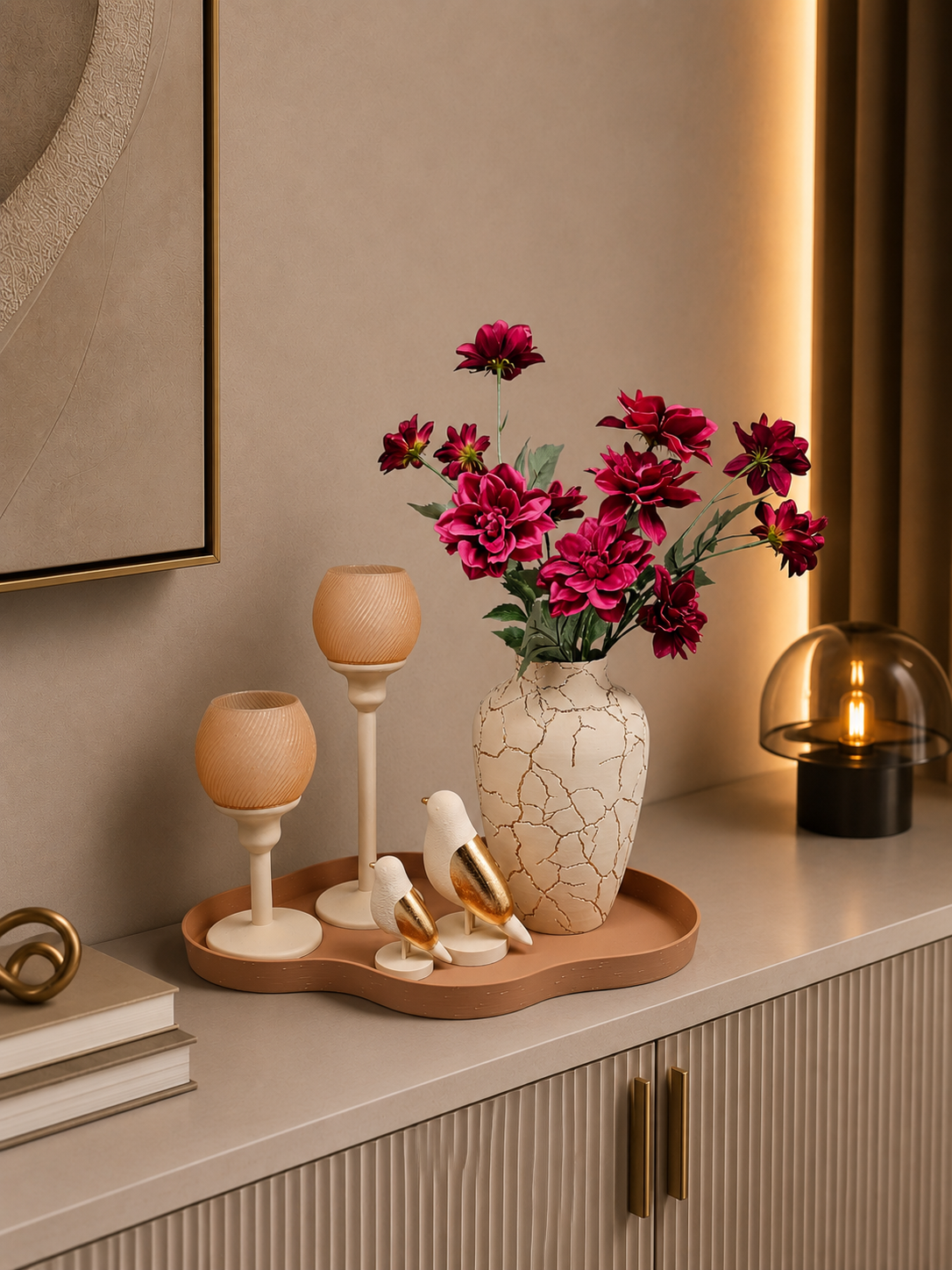 Complete Tafel Decoratie Set – Luxury Golden Birds Handgemaakt en 3D geprint