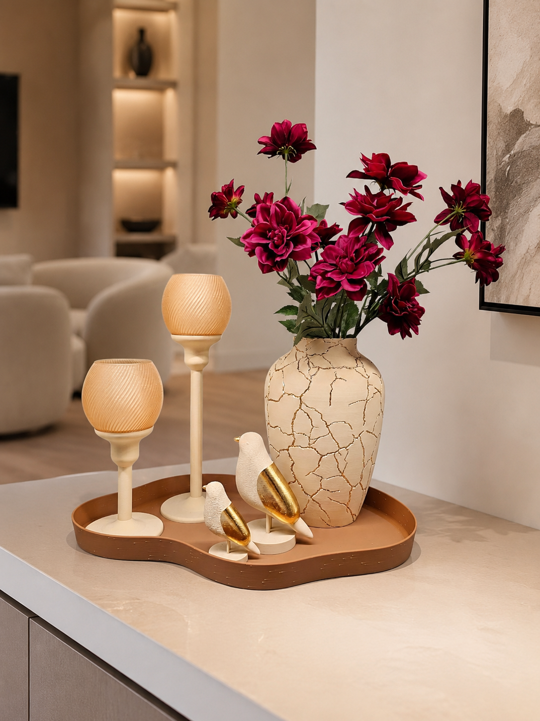 Complete Tafel Decoratie Set – Luxury Golden Birds Handgemaakt en 3D geprint