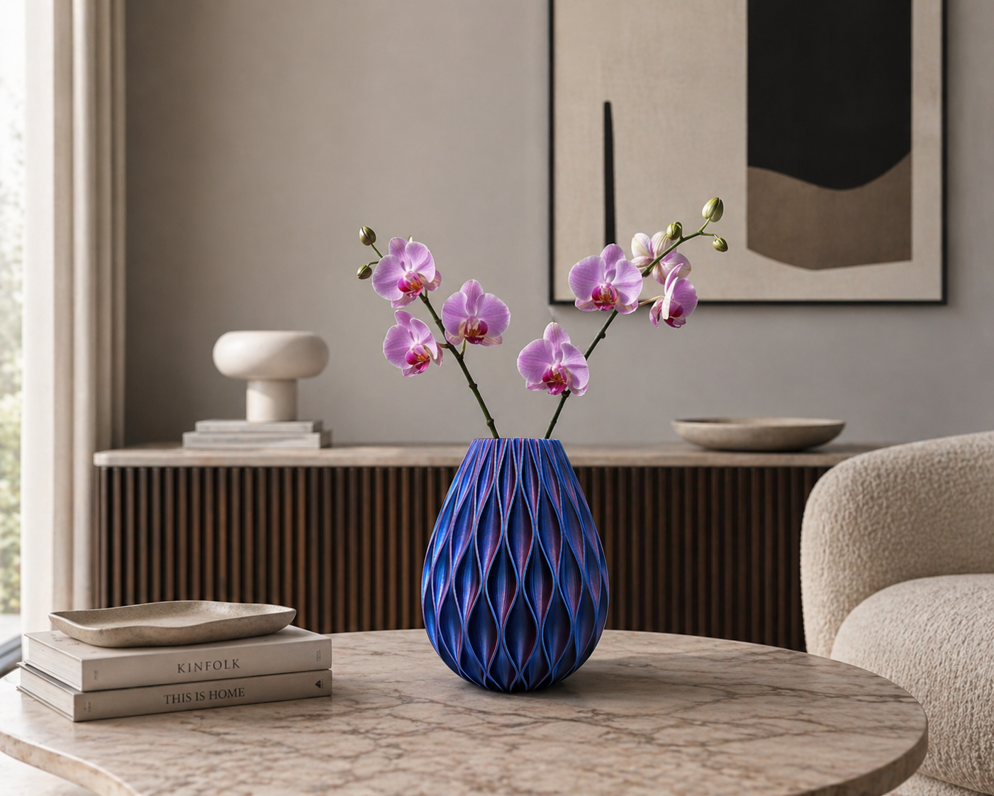 Droog/zijdebloemenvaas Onyxa - duurzaam - 3d print - modern - uniek