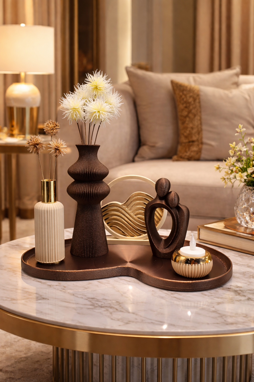 Complete Woondecoratie Set — Galaxy Gold - tafeldecoratie - modern interieur - handgemaakt