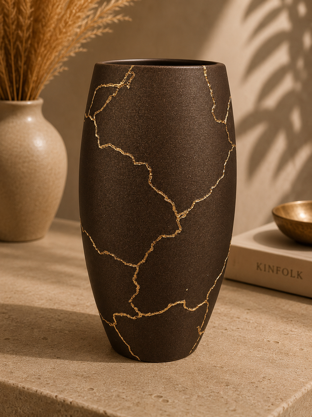 Luxury Layerzz – Golden Cracks Vase - 3D geprint - 2 maten - meerdere kleuren