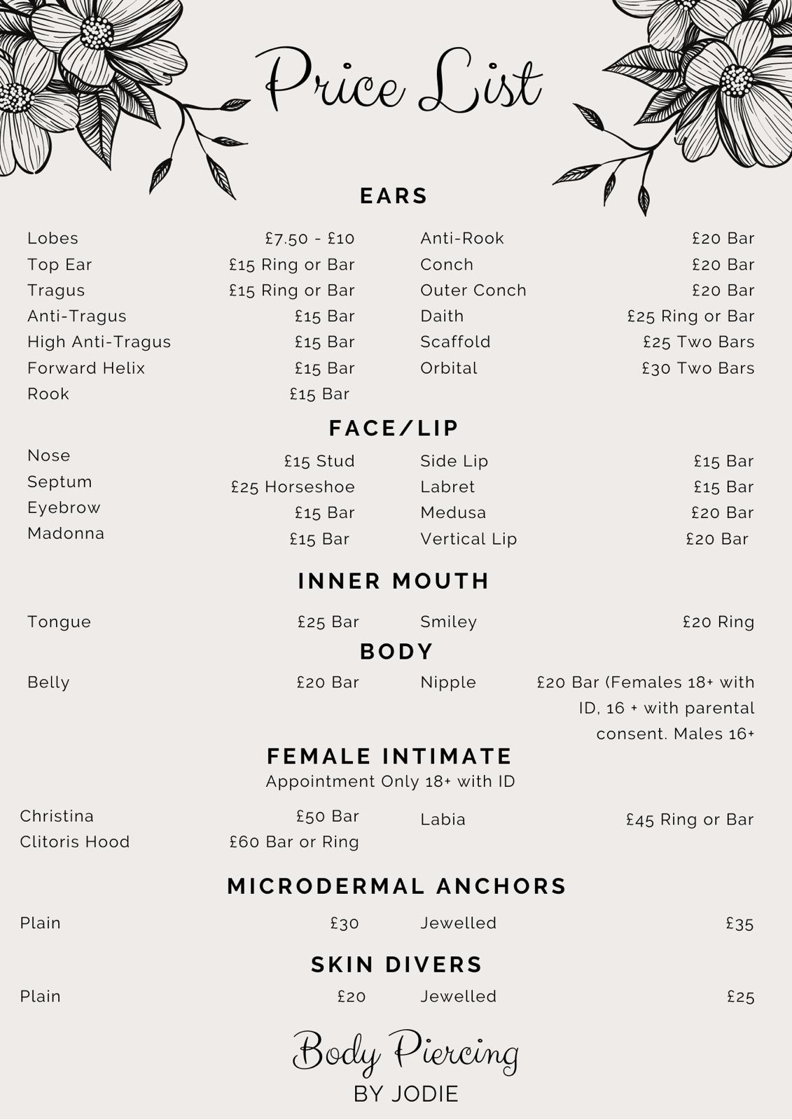 body piercing by Jodie in Colchester Essex