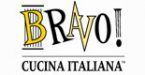 The logo for bravo cucina italiana is yellow and black.